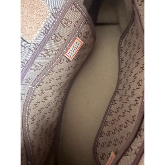 Dooney & Bourke Canvas Leather Monogram Shoulder Handbag Beige Tassel Snap - Picture 7 of 10